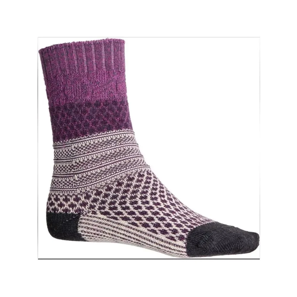 SmartWool XL Women’s Purple Gray Ivory Everyday Popcorn Merino Wool Blend Socks